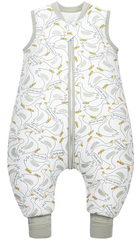 MIKAFEN Baby Schlafsack Winter mit Füßen 2.5 Tog 100% Baumwolle Kinder winterschlafsack für Jungen und Mädchen 70cm/Höhe75-85cm,Ente