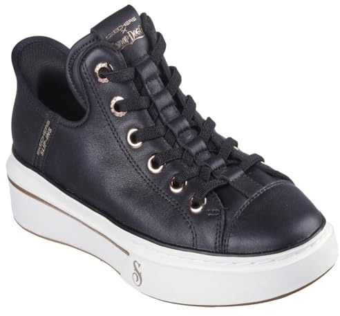 Skechers Damen Snoop One Og Leather Slip-InTurnschuhe, Black Leather Mesh Rose Gold Trim, 39.5 EU
