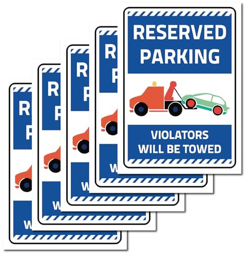 craspire „Reserved Parking Violators Will Be Towed“-Warnschild-Aufkleber, 9.8 x 6.9 Selbstklebende Vinyl-Etiketten, Wasserdicht, Fenster, Tür, Für Mieter, Privates Hotel, Öffentliches Zuhause