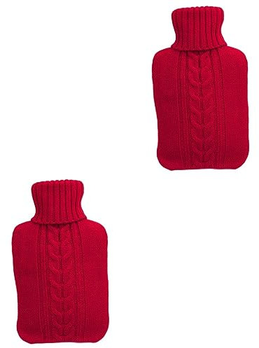 FRCOLOR 2 copribottiglie dell'acqua calda da donna, fodera per borsa dell'acqua calda, lavorata a maglia, per borsa dell'acqua calda, per borsa dell'acqua calda, a maglia, per tenere al caldo,