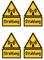 Autocollant Havati : 150x100 mm, 4 pièces rayonnement panneau d'avertissement avec texte (allemand) (jaune/noir) triangle W005 DIN EN ISO 7010 / ASR A1.3