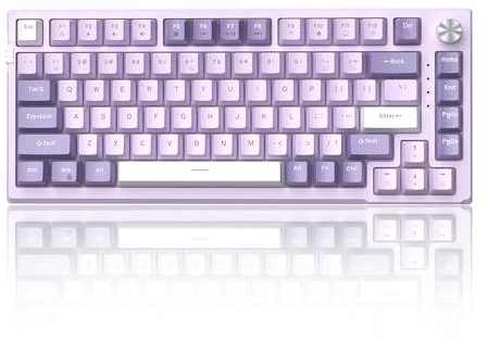 MageGee SKY81 75% Mechanical Gaming Keyboard, Gasket Hot Swappable Wired Custom Creamy Keyboard with 5-Layer Sound Dampening, Knob Control, RGB Backlit, NKRO for Win/Mac (Violet, Violet Switch)