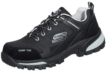 Skechers Gatlon Strigax Konstruktionsstiefel für Herren, Schwarzgraues Leder, Synthetik-Textil, 41.5 EU