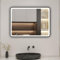 Biubiubath LED Badspiegel 70x50cm Touch/Wandschalter Beschlagfrei 3 Lichtfarbe 3000K-6000K+Dimmbar Badezimmerspiegel mit Schwarz Rahmen Wandspiegel IP44