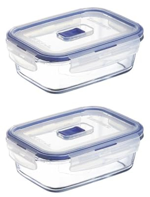 Luminarc Set de 2 recipientes herméticos Pure Box Active de vidrio, 82 cl