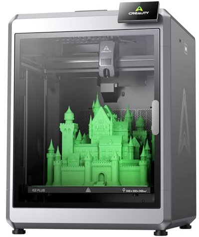 Creality K2 Plus 3D Drucker Groß 350x350x350 mm Bauvolumen, Supports Mehrfarbendruck bis zu 16 Farben (4 CFS), Max. Geschwindigkeit 600 mm/s, Aktiv beheizte Kammer für PLA-CF PA-CF PET ASA PPA-CF