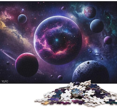 1000 Pieces Jigsaw Puzzles Universe Galaxy Planet Jigsaw Puzzles for Cardboard Jigsaw Great Gift for Adults (Size 38 * 26cm)