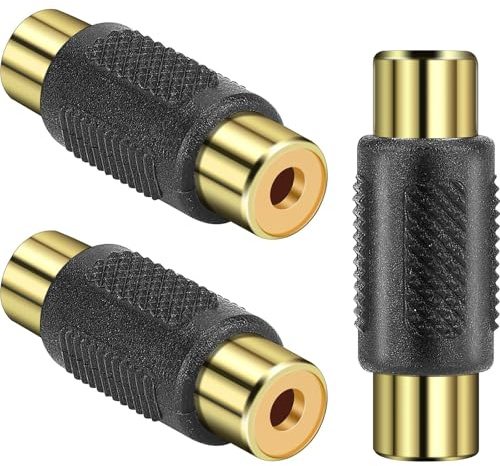 Unifizz 3Pack Gold RCA Female to Female Coupler, Gold-Plated Audio Video Adapter Connector, Jack to Jack Extender for TV Speaker Amplifier Cable