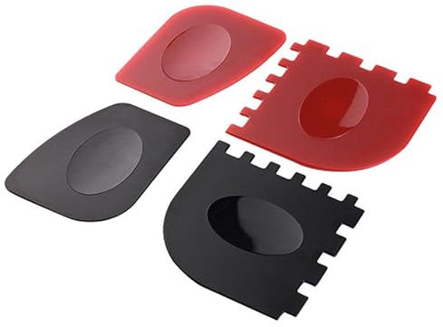Edidie Daily Life Supplies Kitchen Cleaning Scraper Manufacturers Wholesale Cooking Tools Set Frying pan Baking pan Cleaning Scraper,Pan and Grill Scraper, Set of 2 (Red-Black)