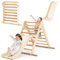 HOMASIS 3 in 1 Kletterdreieck mit Rutsche & Kletterleiter, klappbares Klettergerüst aus Massivholz, Baby Spielplatz Indoor für Kinder ab 1 Jahre, Kletterspielzeug zum Rutschen & Klettern (Natur)