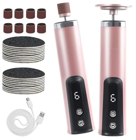 Râpeuse Pieds Électrique Rechargeable, 6 Vitesses Ponceuse Pied avec 30 Disques Remplaçables, Râpe Électrique Pieds pour Callosités & Peaux Mortes, Lime Pied Professionnelle Femme Homme