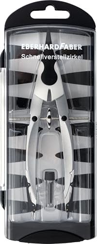 EBERHARD FABER 571706 - Schnellverstellzirkel schwarz-weiß, Zirkel Set mit Ersatzteilen und Zirkelminen