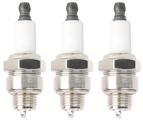 3Pcs RJ19Lm Spark Plug, 4-stroke General Spark Plugs Replacement for Champion RJ19LM BR2LM GL2RC BPMR7A B4-LM Lawn Mower Chainsaw Car Lawnmower Engines Marine Motorcycle Rotavator