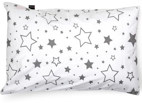 PinkZebra Kissenbezug 80 x 80 cm aus 100% Baumwolle, Kissenhülle Jungen & Mädchen, Öko-tex Standard 100, Kopfkissenbezug Kinder mit Reißverschluss, Große Sterne