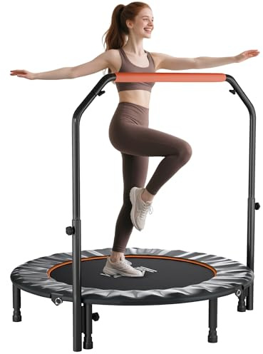 HOMCOM 48 Foldable Mini Trampoline Rebounder with Handle, Orange