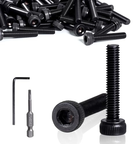 KINETOX 100 Piezas Tornillos de Cabeza Allen M3x10 Tornillos DIN 912 Negros | Tornillos M3 de Acero al Carbono con Rosca Completa, Llave y Punta para Mecánica, Reparación, Automoción, Taller y Bricolaje