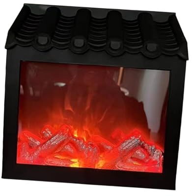 LED Lantern with Flame Simulation for Fireplace Decoration, Realistic Flickering Flame Effect, Indoor Electric Fireplace Accent Light for Home Living Room Bedroom- Eaves