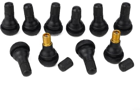 TR412 Tiges de valve de pneu tubeless 10 pièces pour quad, tondeuse à gazon, tracteurs, voitures, camions, motos, noyau en caoutchouc avec base en cuivre Noir