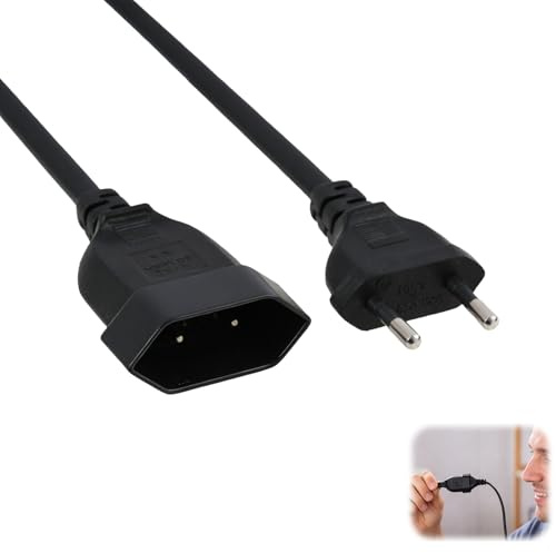 Câble Rallonge D’Alimentation, Câble D'extension Fin, Rallonge électrique EU 2 M, Prise Euro Mâle vers Femelle, Rallonge D’Alimentation Intérieure pour Pc, TV, Ordinateur Et Appareils Domestiques