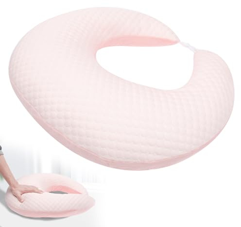 Deuson Strickkissen Ergonomisch,Häkelkissen,U Förmiges Armlehnenkissen,Gaming Kissen mit Abnehmbarem Bezug,Reading Pillow,für Lesen,Spielen,Arbeiten und Häkeln(rosa)