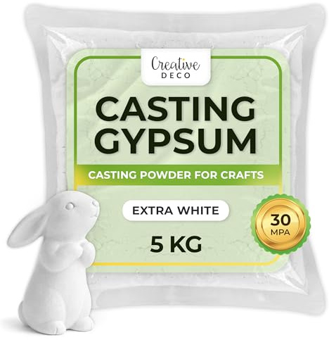 Creative Deco Gesso Extra Bianco 30 MPa – 5 kg | Polvere da Colata per Stampi, Calchi e Sculture | Gesso Modellistico Indurente all’Aria | Ideale per Artigianato, Decorazioni e Fai da Te