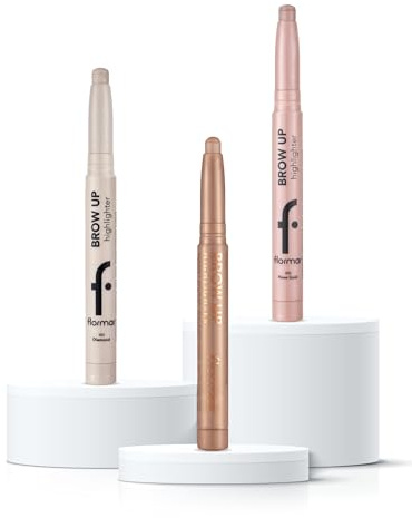 Flormar Brow Up Highlighter Pencil – 3er Set (Diamond, Champagne, Rose Gold) – Cremiger Augenbrauen Highlighter Stift – Für Lifting Effekt & Strahlenden Glow – Vegan & Langanhaltend