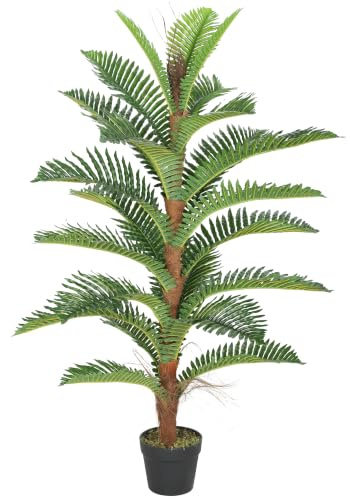 HOMCOM Plante Artificielle Palmier 120 cm 24 Grandes Feuilles Pot Inclus | Grand Réalisme