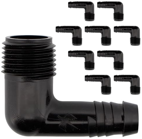VARIOSAN Winkelstück 17802, 1/2, 10 Stück, 90°, kompatibel zu Rainbird SBE-050 + SPX-Flex, 5.5 bar, schwarz