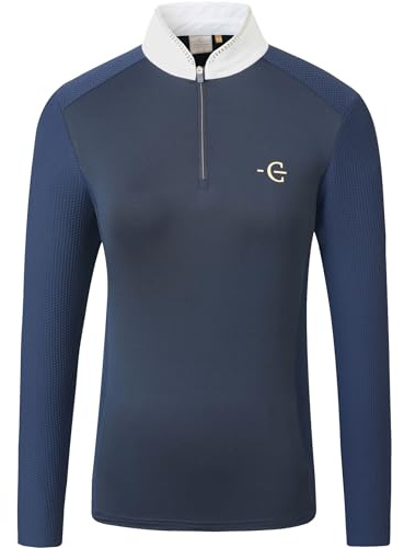 Covalliero - Damen Funktionsshirt Competition FS26 – Sport Longsleeve mit Stehkragen – Langarm Sportshirt – atmungsaktives & leichtes Reitshirt in Weiß, Braun o. Dunkelblau – Gr. XS-XXL