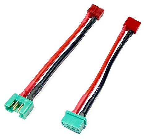 VUNIVERSUM 2X Stück Premium Adapter Set MPX 6P 6 Pin Stecker Male Female auf T-Dean Buchse Female Goldstecker Verpolsicher 10cm 14AWG Kabel für Lipo Akku Adapterkabel von Mr.Stecker Modellbau®