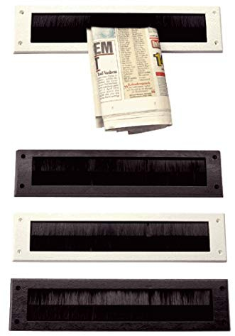 Innenkappe-für die Türinnenseite-Mit Bürste-Kunststoff-340x81 mm-Briefeinwurf-Briefklappe-Briefschlitz (340 x 80 mm, Kunststoff weiß)