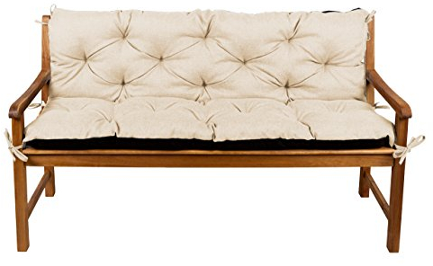 Gutekissen® Bankkissen, Sitzkissen, Rückenlehnen, Gartenkissen, Steppkissen, Doppelkissen, Sitzmöbel, Sitzbank-Kissen, Gartenschaukel, Gartenmöbel Law (110cmx50cmx50cm, Creme)