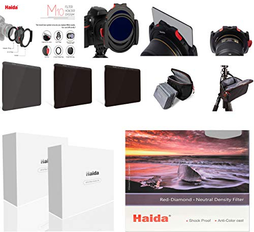 Serie Haida M10 Starter Kit Red Diamond ND 8X, 64x,1000x, Polfilter, Adapterringe 67-82 mm, sowie der neuen M10 Filtertasche