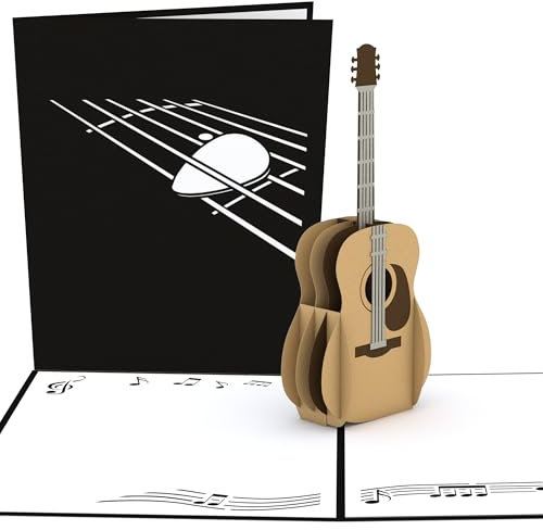 Lovepop® 3D Pop-Up Karte Akustik-Gitarre Grußkarte für Geburtstag, Gitarrenunterricht, Gitarrist, Musiker, Gitarrenfans, Freunde | inkl. Umschlag & Versteckfach für Geld & Gutscheine