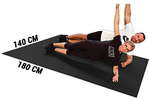 GYMEX Athletics Fitness-Matte XXL, extra groß, rollbar, für Yoga, Sport & Fitness 180x140cm (SCHWARZ)