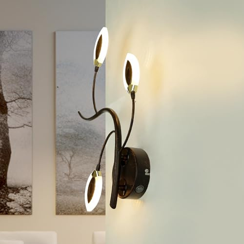 Licht-Erlebnisse LED Wandlampe Metall in Braun antik dekorativ floral 3000K Wohnzimmer Flur Wandleuchte GORI