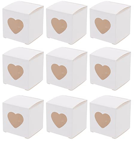 HEMOTON 50 Stk Kuchen Transportbox Pappe Keksschachtel Mini Cupcake Boxen Einweg Durchsichtig Kuchenkarton Tortenbox mit Fenster Geschenkboxen Verpackung Kraftpapier Box Mit Fenster