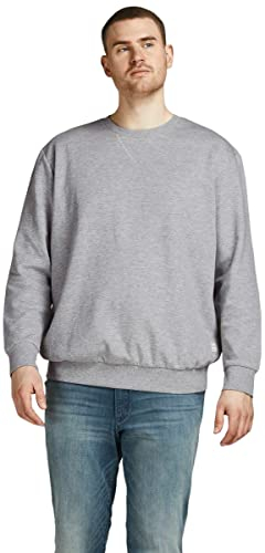 JACK&JONES Plus Mens Light Grey Melange Sweat Crew Neck