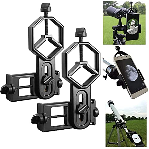Mengger 2Pcs Universal Adaptador Teléfono Movil Soporte Monoculares Prismáticos Microscopios Telescopios Astronómicos Terrestres- Compatibles con Cualquier Smartphone Celular Soporte