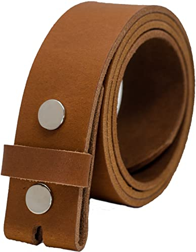 Ashford Ridge 40mm Gürtel aus Vollnarbenleder mit Druckknöpfen - Bräunen mit Silber Nieten - 120cm (135cm Gesamtlänge)