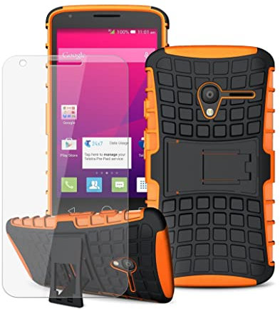 Case Compatible with Apple iPhone 8 Shockproof Defender Case Cover with Temperd Glass Screen Protector [KICKSTAND] [Protective Armour] Heavy Duty Case [ORANGE]