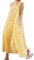 chouyatou Robe longue d'été décontractée en coton à carreaux avec poches pour femme, robe d'été bohème pour la plage, jaune, Taille M