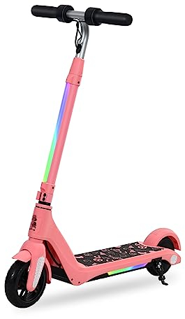 KHHK Elektroroller Kinder ab 6-12 Jahre, einstellbare Höhe und Geschwindigkeit, mit LED-Anzeige und LED-Leuchten, geeignet als EIN Elektro Scooter Geschenk für Kinder und Jugendliche (Rosa