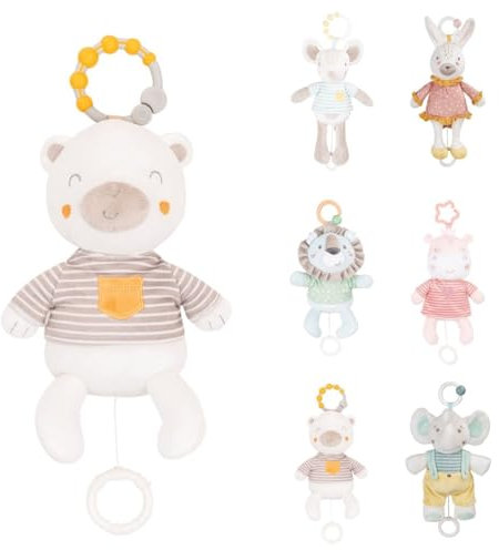 Kikkaboo Baby-Plüsch-Spieluhr Stofftier Aufzieh-Spieluhr C-Ring Einschlafhilfe, Farbe:beige Bär