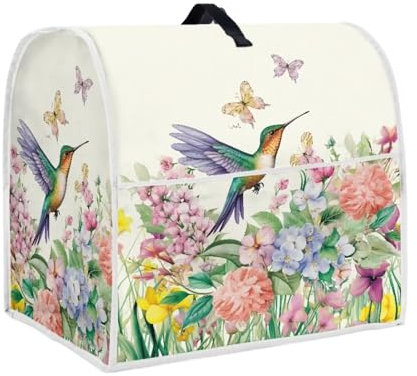 chaqlin Hummingbird Flower Stand Mixer Cover Compatible with 6-8 Quart Kitchen Aid Mixer Dust Covers Fashion Foldable Mixer Accessories for Kitchen