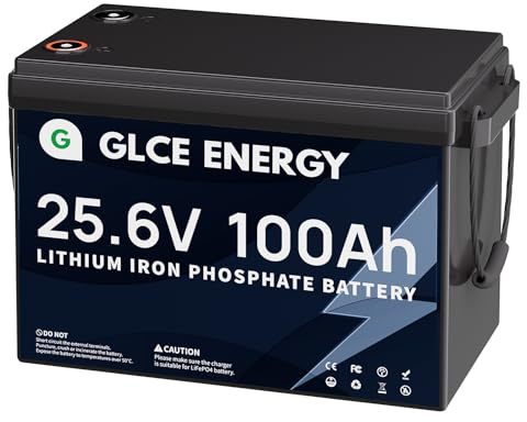 GLCE ENERGY 24V 100Ah LiFePO4-Batterie, Mini-Version, 4000–15000+ Deep-Cycle-Batterie mit integriertem 100A BMS für Wohnmobile, Boote, Solarenergiespeicher, Notstrom, Camping und mehr