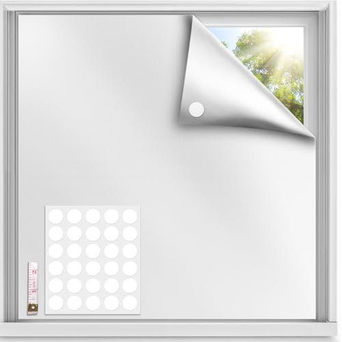 Qualsen Tende Oscuranti Per Interni 200x145cm, Tenda Oscurante da Interno Senza Forare, Portatili da Viaggio Temporanea Tessuto Oscuranti per Finestre per Camera da Letto, Mansarda (Argento-argento)