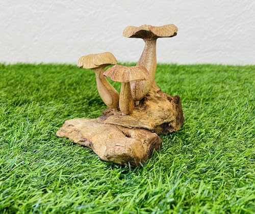 My Square Mile Wooden Mushroom Toadstool Garden Ornament | Autumn Decor Teak Wood For Indoor & Outdoor Use | Hand Carved Garden Sculpture