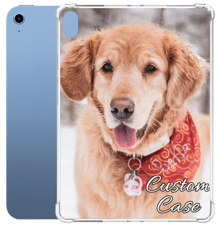 Custom Case for iPad 10th Generation 10.9 inch 2022, Personalized Photo Text Logo Picture Image Clear Cover, Slim Soft Flexible TPU Transparent Shockproof Apple Tablet Shell,Customize Gift for Family