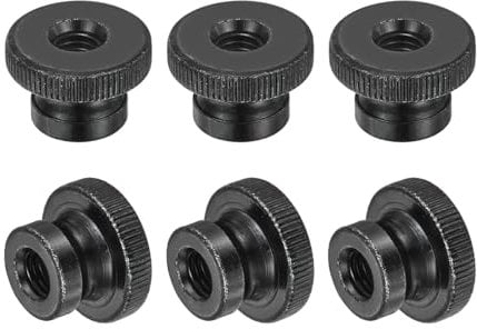 sourcing map Knurled Thumb Nuts, 6Pcs M8 x 24 x 16mm Carbon Steel Knurled Nut, Adjusting Round Knobs Fasteners Nuts for 3D Printer Parts, Black